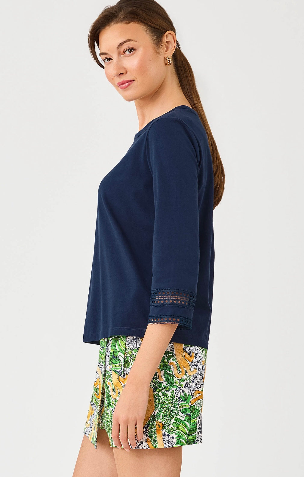 Clairmont 3/4 Sleeved Trimmed Knit Top