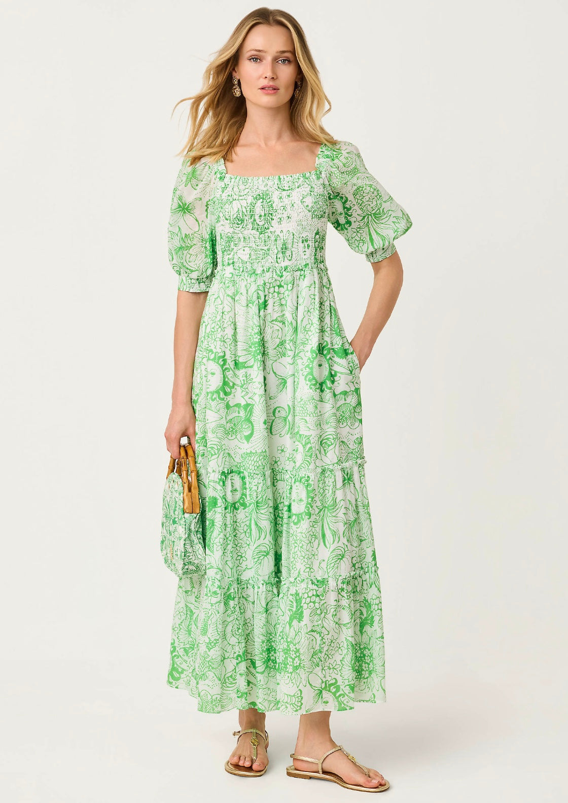 Hadly Short Sleeve Smocked Maxi Dress