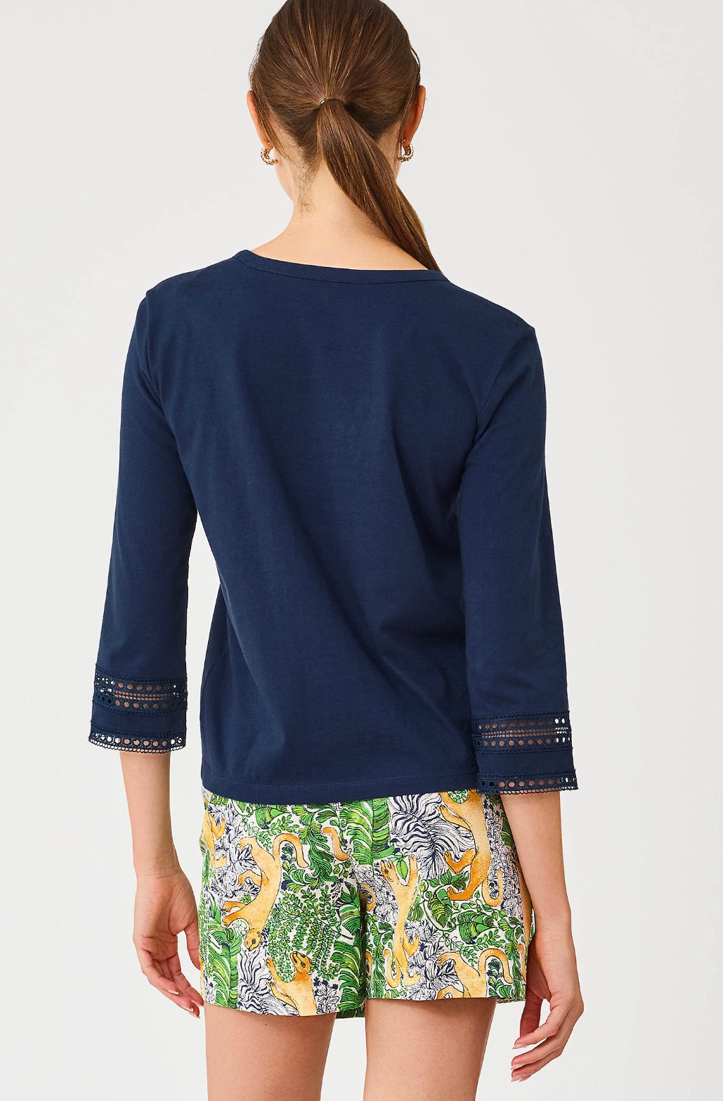 Clairmont 3/4 Sleeved Trimmed Knit Top